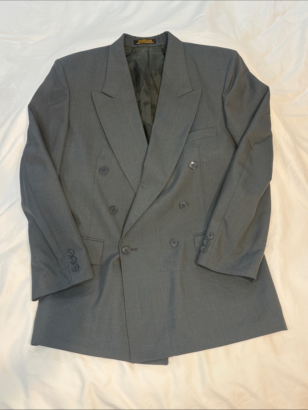 John Weitz Men's Double-Breasted Gray Suit Jacket — Tailored Oversized Blazer
